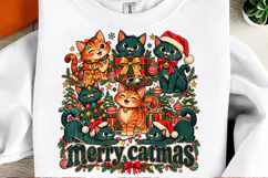 Merry Catmas Cute Christmas Cats Holiday PNG Product Image 2