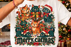 Merry Catmas Cute Christmas Cats Holiday PNG Product Image 3