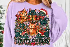 Merry Catmas Cute Christmas Cats Holiday PNG Product Image 5