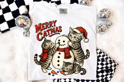 Merry Catmas Kittens and Snowman PNG - Cute Holiday Cat Desi Product Image 2