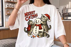 Merry Catmas Kittens and Snowman PNG - Cute Holiday Cat Desi Product Image 3