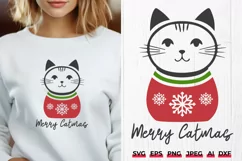 Merry Catmas - Christmas SVG | Funny Cute Cat Xmas Design Product Image 1