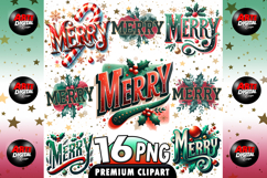 MERRY Christmas Varsity PNG Bundle 16 Holiday Sublimation Product Image 1