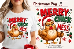 Merry Chick Mess Chicken Funny Christmas PNG Design Art Product Image 1