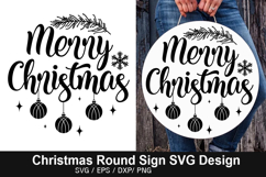Merry christmas SVG - Christmas Round Sign Product Image 1
