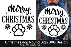 Christmas Dog Round Sign SVG Design - Christmas Door Sign Product Image 5
