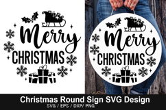 Merry christmas SVG - Christmas Round Sign Product Image 1