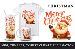 Merry Christmas tumbler, mug wrap, clipart sublimation png Product Image 1