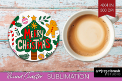 Merry Christmas Xmas Round Coaster Christmas Coaster PNG Product Image 1