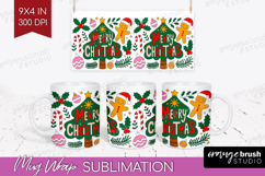 Merry Christmas Xmas Mug Wrap Christmas Mug PNG Sublimation Product Image 1
