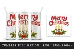 Merry Christmas tumbler, mug wrap, clipart sublimation png Product Image 4