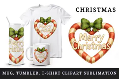 Merry Christmas tumbler, mug wrap, clipart sublimation png Product Image 1