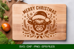 Merry Christmas Highland Cow Cutting Board SVG Product Image 1