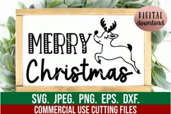 Merry Christmas SVG - Holiday Christmas Reindeer Sign SVG Product Image 1