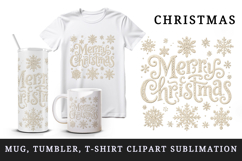 Merry Christmas tumbler, mug wrap, clipart sublimation png Product Image 1