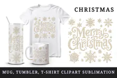 Merry Christmas tumbler, mug wrap, clipart sublimation png Product Image 1