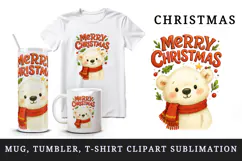 Merry Christmas tumbler, mug wrap, clipart sublimation png Product Image 1