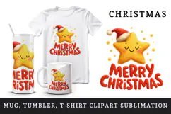 Merry Christmas tumbler, mug wrap, clipart sublimation png Product Image 1