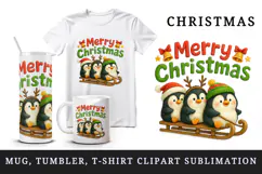 Merry Christmas tumbler, mug wrap, clipart sublimation png Product Image 1