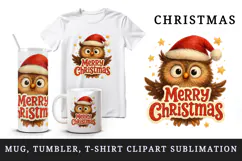 Merry Christmas tumbler, mug wrap, clipart sublimation png Product Image 1