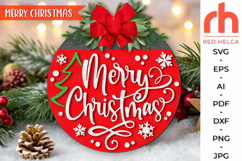 merry christmas svg, christmas hanger svg, xmas door sign svg, laser cut file, layered xmas sign svg, winter welcome sign svg, lettering sign svg, round hanging sign, glowforge cut file, cricut cut file, backyard sign svg, patio sign svg, winter sign svg