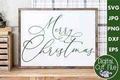 Merry Christmas Script Farmhouse Sign Svg Product Image 1