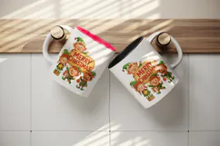Merry Christmas tumbler, mug wrap, clipart sublimation png Product Image 3