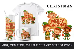 Merry Christmas tumbler, mug wrap, clipart sublimation png Product Image 1