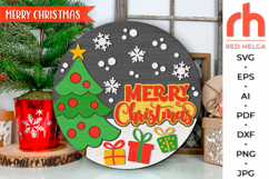 merry christmas svg, christmas hanger svg, xmas door sign svg, laser cut file, layered xmas sign svg, winter welcome sign svg, christmas tree silhouette, round hanging sign, glowforge cut file, cricut cut file, backyard sign svg, patio sign svg