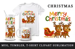 Merry Christmas tumbler, mug wrap, clipart sublimation png Product Image 1