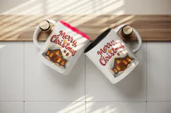 Merry Christmas tumbler, mug wrap, clipart sublimation png Product Image 3