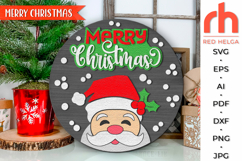 merry christmas svg, christmas hanger svg, xmas door wreath svg, laser cut file, layered door sign svg, winter welcome sign svg, santa claus silhouette, round hanging sign, santa face sign svg, glowforge cut file, cricut cut file, backyard sign svg
