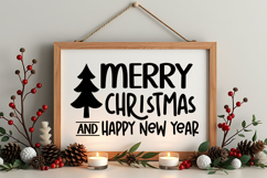 Merry Christmas and Happy New Year Sign SVG, Farmhouse Sign Product Image 4