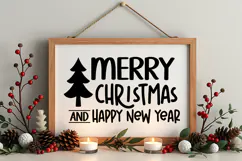 Merry Christmas and Happy New Year Sign SVG, Farmhouse Sign Product Image 4