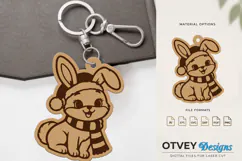 Woodland Christmas Bunny Cute Animal Keychain Lasercut Product Image 1