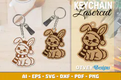 Woodland Christmas Bunny Cute Animal Keychain Lasercut Product Image 2