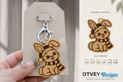 Woodland Christmas Bunny Cute Animal Keychain Lasercut Product Image 3