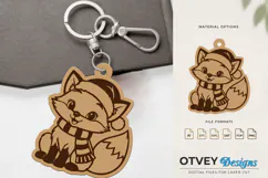 Woodland Christmas Fox Cute Animal Keychain Lasercut Product Image 2