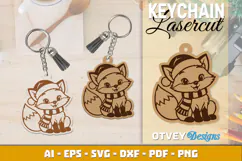 Woodland Christmas Fox Cute Animal Keychain Lasercut Product Image 3