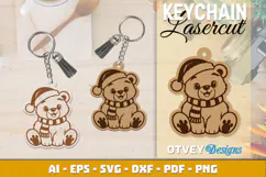 Woodland Christmas Bear Cute Animal Keychain Lasercut Product Image 2