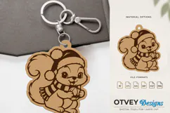 Woodland Christmas Squirrel Cute Animal Keychain Lasercut Product Image 2