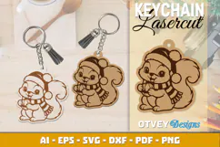Woodland Christmas Squirrel Cute Animal Keychain Lasercut Product Image 3