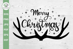Merry Christmas SVG Deer Antlers SVG Product Image 1