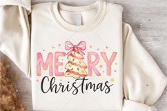 Merry Christmas PNG, Pink Preppy Christmas Color Tree Cake Product Image 2