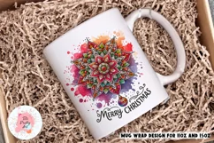 Merry Christmas Mandala Mug Wrap For 11 oz and 15 oz, 3d Mug, Christmas Png