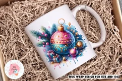Merry Christmas Ball Mug Wrap For 11 oz and 15 oz, 3d Mug, Christmas Png