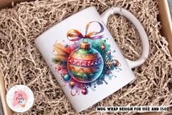Merry Christmas Ball Mug Wrap For 11 oz and 15 oz, 3d Mug, Christmas Png