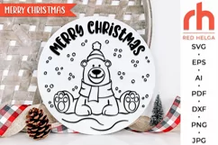merry christmas svg, polar bear hat svg, christmas bear dxf, cute bear scarf svg, christmas scene svg, christmas sign svg, xmas window decor, winter theme svg, window cling svg, christmas card svg, christmas shirt svg, xmas decoration svg, holiday design