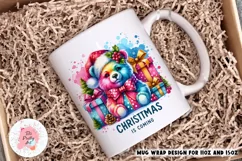 Merry Christmas Bear Mug Wrap For 11 oz and 15 oz, 3d Mug, Christmas Png