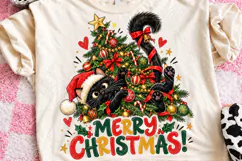 Merry Christmas Black Cat PNG, Funny Kitty Playing in Decora Product Image 1